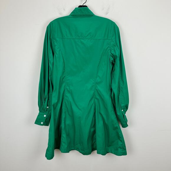 Madewell Seamed Long Sleeve Mini Shirtdress Poplin Cotton Verdant Green US 2 NWT - Picture 10 of 14